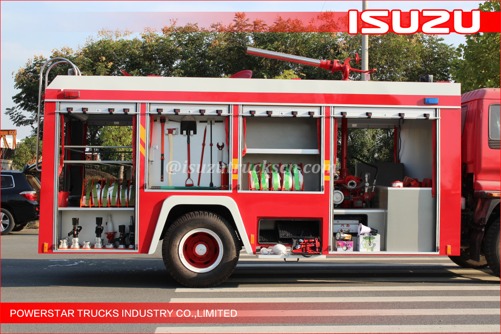 Inspeção de clientes russos Isuzu FVR caminhão de bombeiros de espuma caminhão de bombeiros