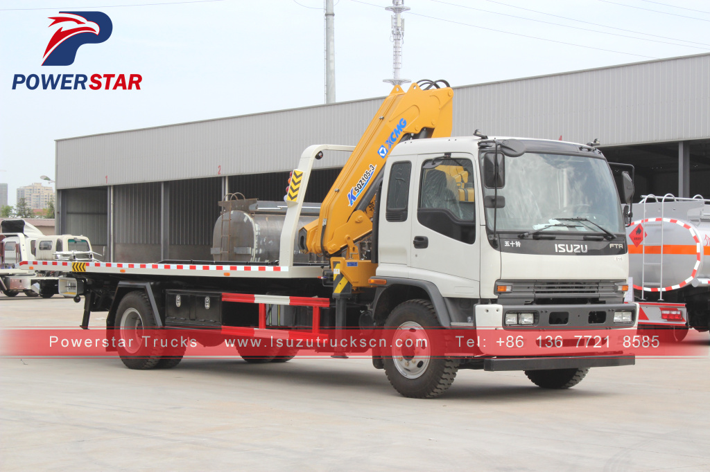 Novo caminhão de reboque de plataforma de recuperação ISUZU FTR com guindaste de lança para venda