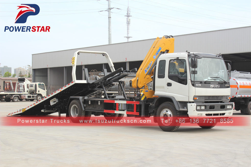 Novo caminhão de reboque de plataforma de recuperação ISUZU FTR com guindaste de lança para venda