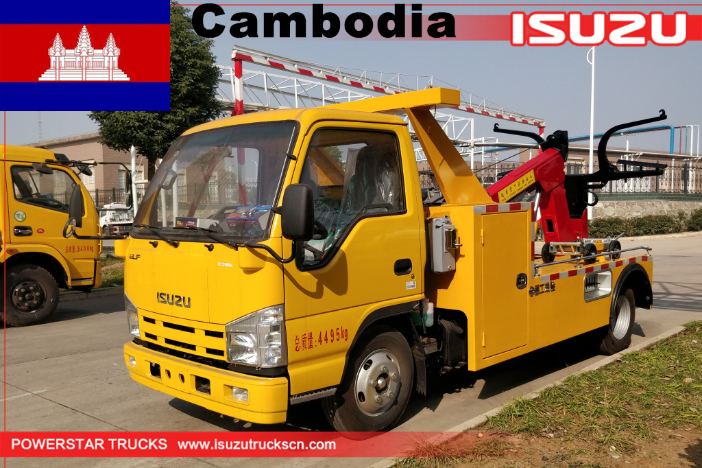 Mercado do Camboja ISUZU Small Wrecker Tow Truck para venda