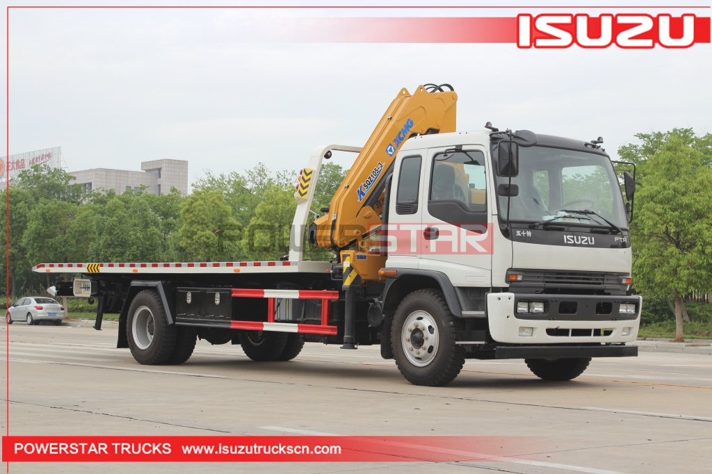 8Tons Isuzu Breakdown recovery truck FTR FVR Flatbed wrecker carrier with crane