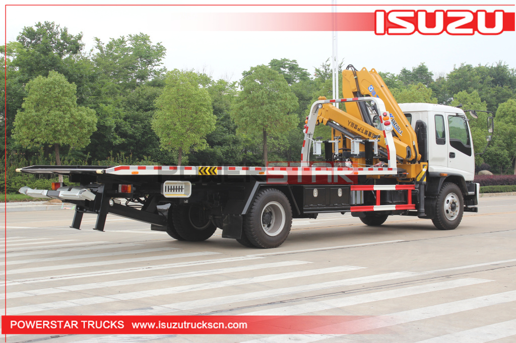 10Tons Isuzu Breakdown recovery truck FTR FVR Flatbed wrecker carrier with crane