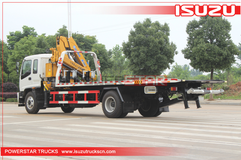 10Tons Isuzu Breakdown recovery truck FTR FVR Flatbed wrecker carrier with crane