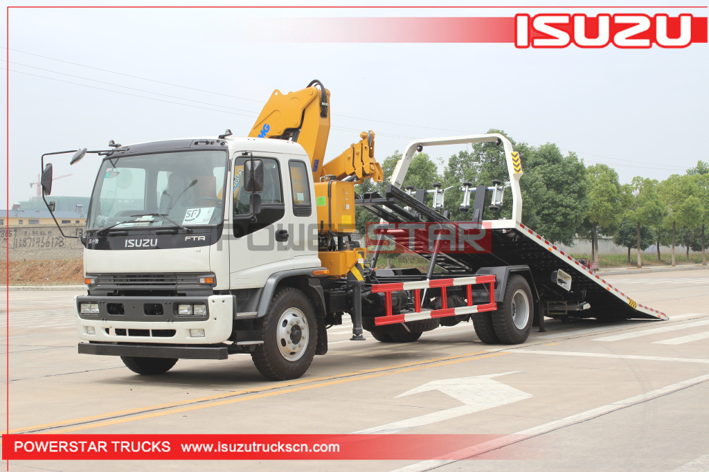 10Tons Isuzu Breakdown recovery truck FTR FVR Flatbed wrecker carrier with crane