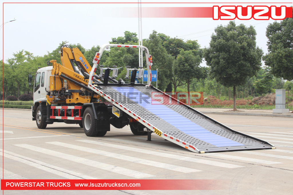 10Tons Isuzu Breakdown recovery truck FTR FVR Flatbed wrecker carrier with crane