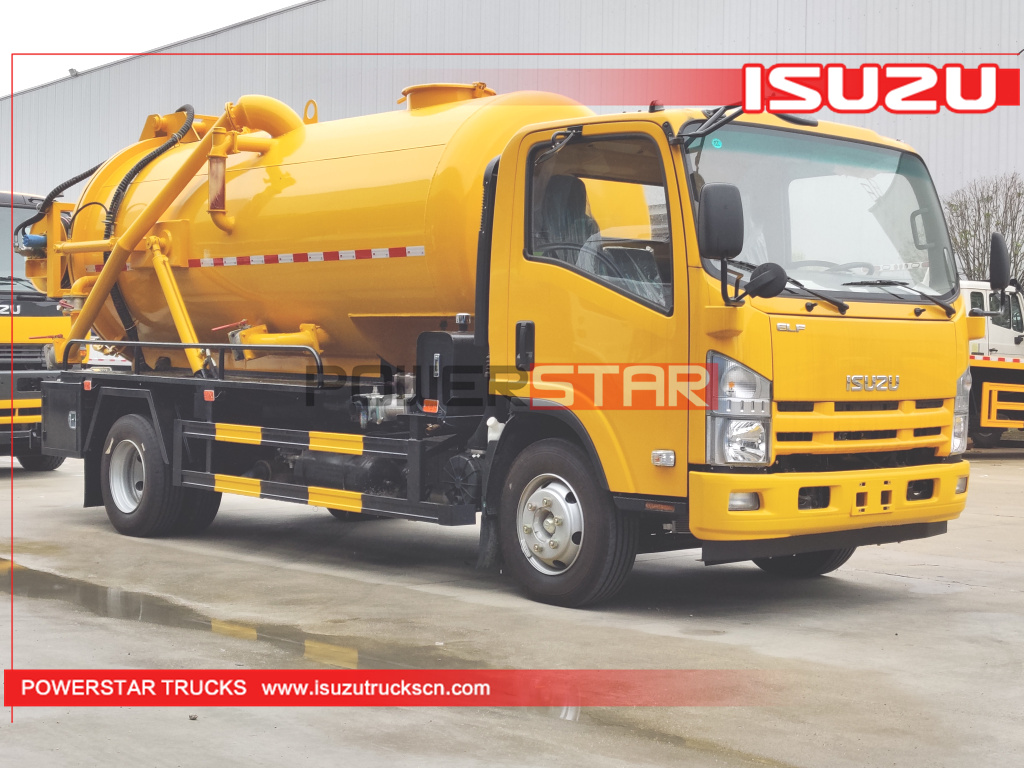 Camboja ISUZU NPR ELF 700P 4X2 Caminhões tanque de vácuo de esgoto de sucção para limpeza de esgoto