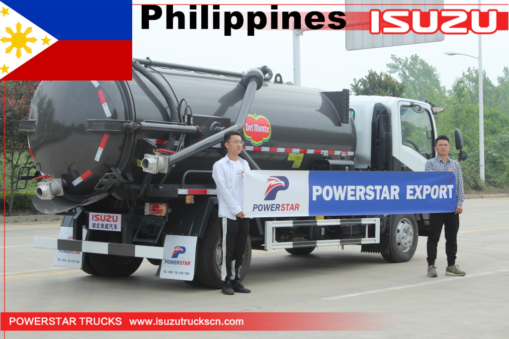 Filipinas ISUZU ELF 4x2 8M3 caminhão-tanque de sucção de esgoto a vácuo