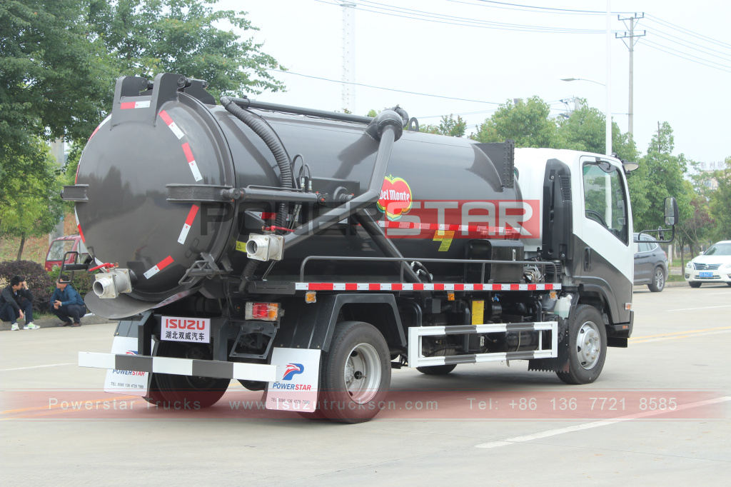 Filipinas Del monte ISUZU Caminhão de sucção a vácuo Caminhão de sucção a vácuo ISUZU ELF 4X2 Vácuo de sucção de esgoto Tanke vehicel 8.000L