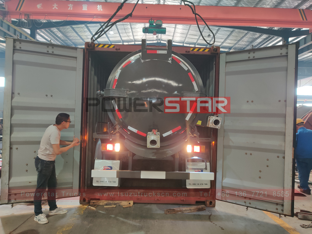 Filipinas Del monte ISUZU Caminhão de sucção a vácuo Caminhão de sucção a vácuo ISUZU ELF 4X2 Vácuo de sucção de esgoto Tanke vehicel 8.000L