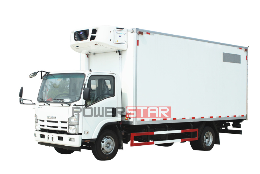 Chile ISUZU NPR transportadora unidades de refrigeração de caminhão congelador para caminhões baú refrigerados para venda