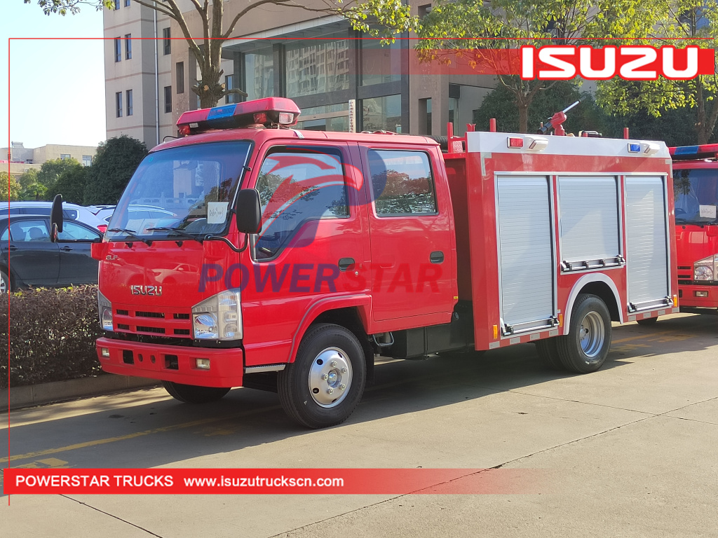 Camboja ISUZU ELF 100P Caminhão bombeador de água de resgate de emergência contra incêndio, pequeno veículo com motor de incêndio