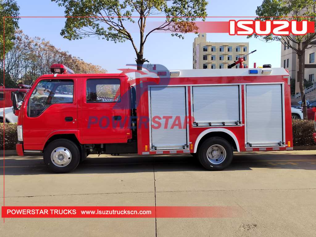 Camboja ISUZU ELF 100P Caminhão bombeador de água de resgate de emergência contra incêndio, pequeno veículo com motor de incêndio