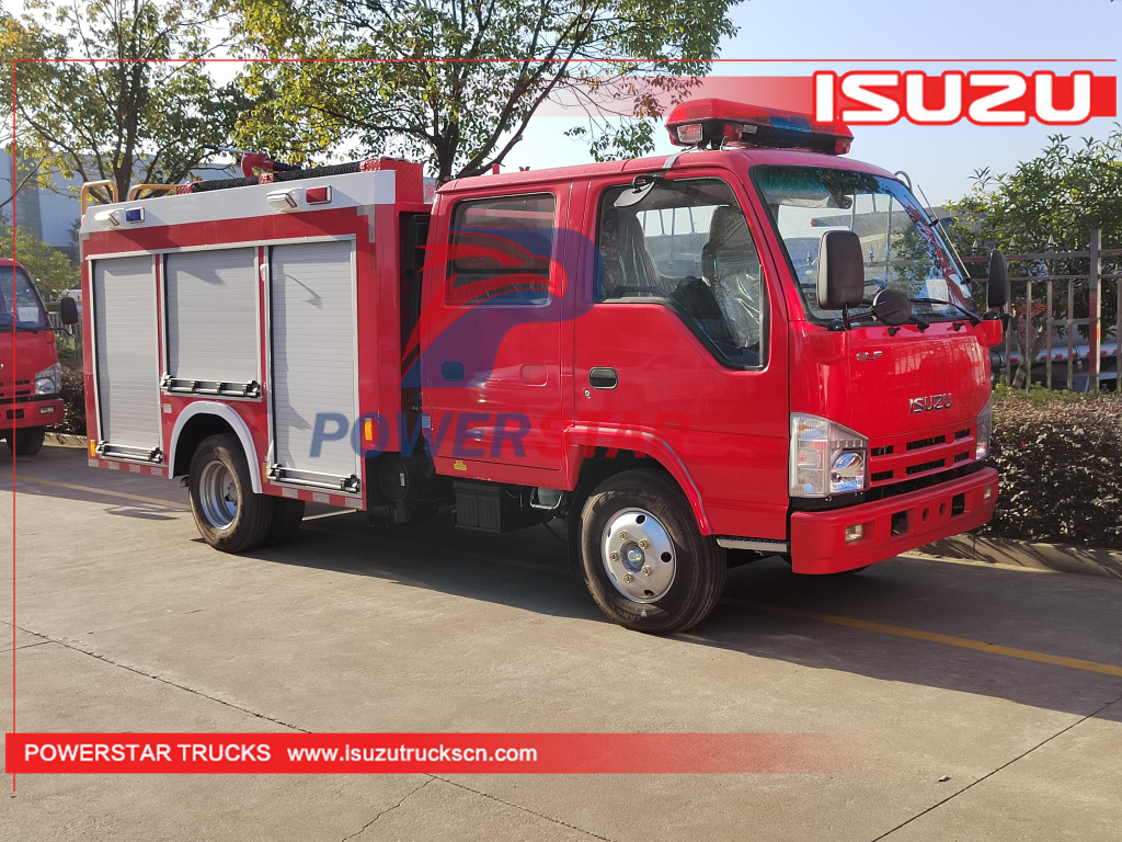 Camboja ISUZU ELF 100P Caminhão bombeador de água de resgate de emergência contra incêndio, pequeno veículo com motor de incêndio