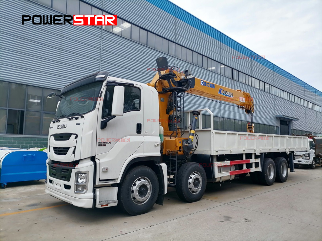 Philippines ISUZU GIGA 8X4 12wheels Boom Crane Truck Cargo Lorry truck with Palfinger Crane