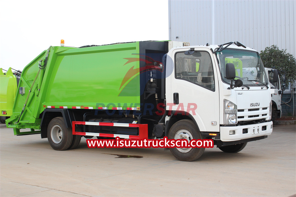 Exportação de caminhão compactador de lixo ISUZU NPR 10cbm