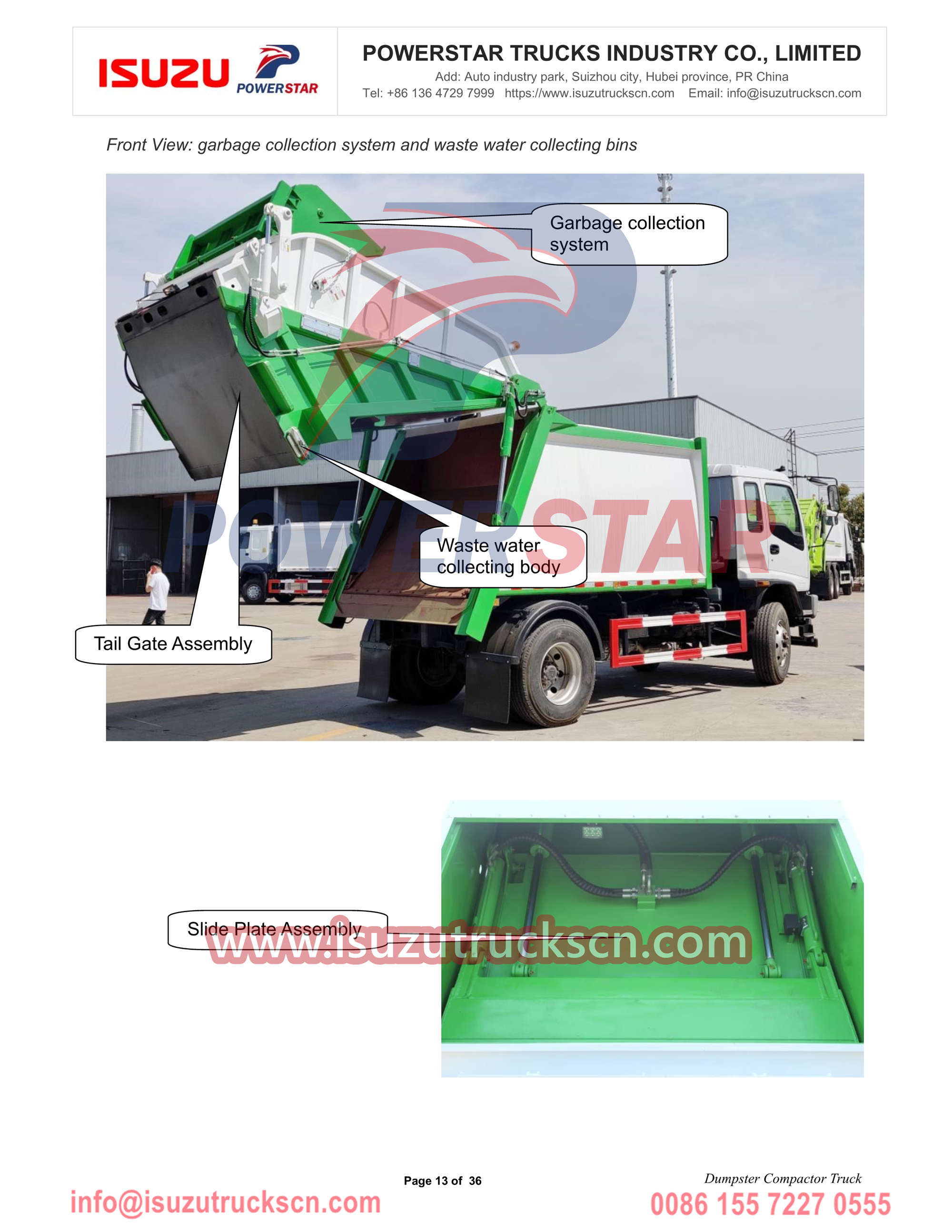 África Argélia Manual de operação do compactador de lixo ISUZU FTR