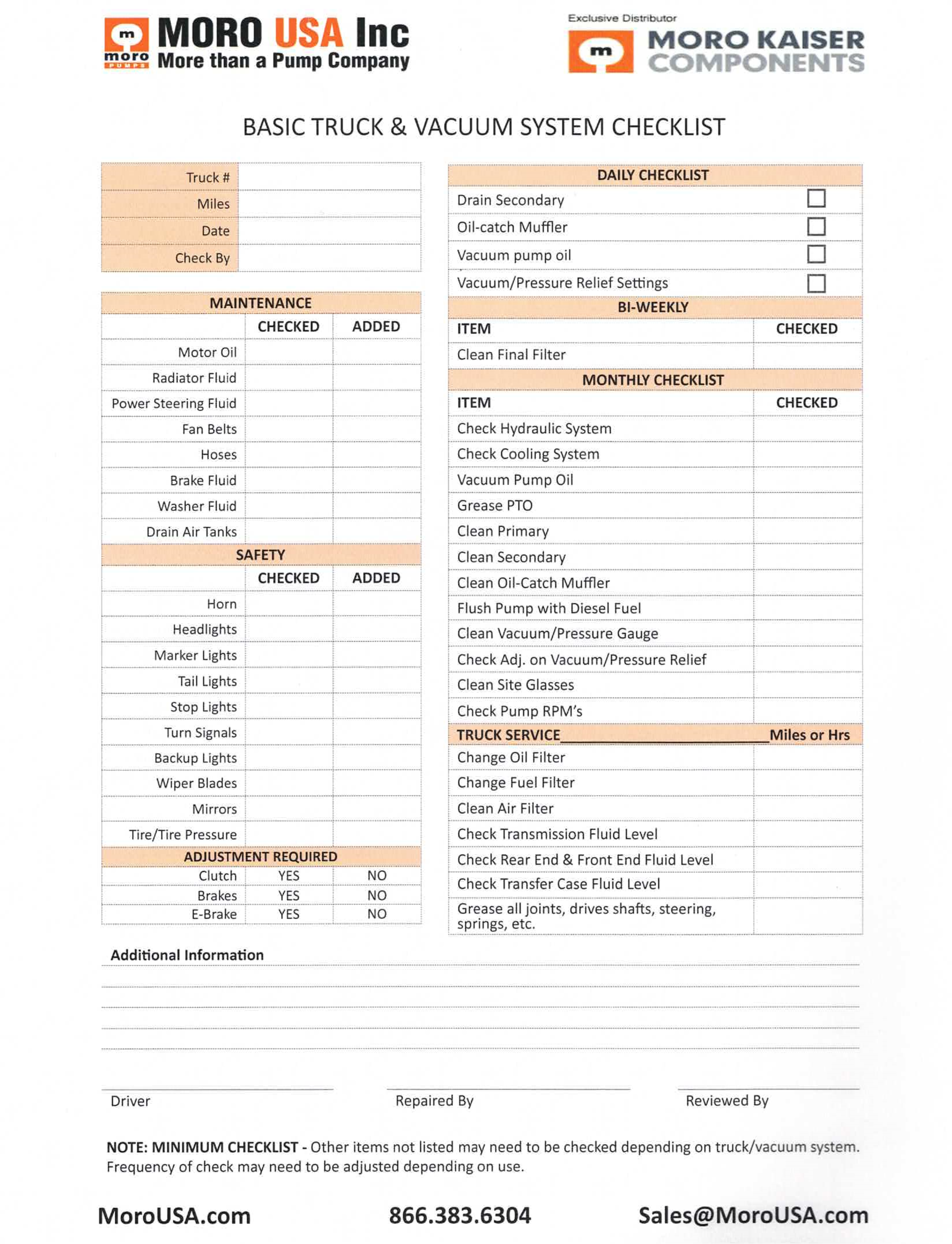 Isuzu cab chassis Truck Mounted Sewer Cleaner moro PM70A check list