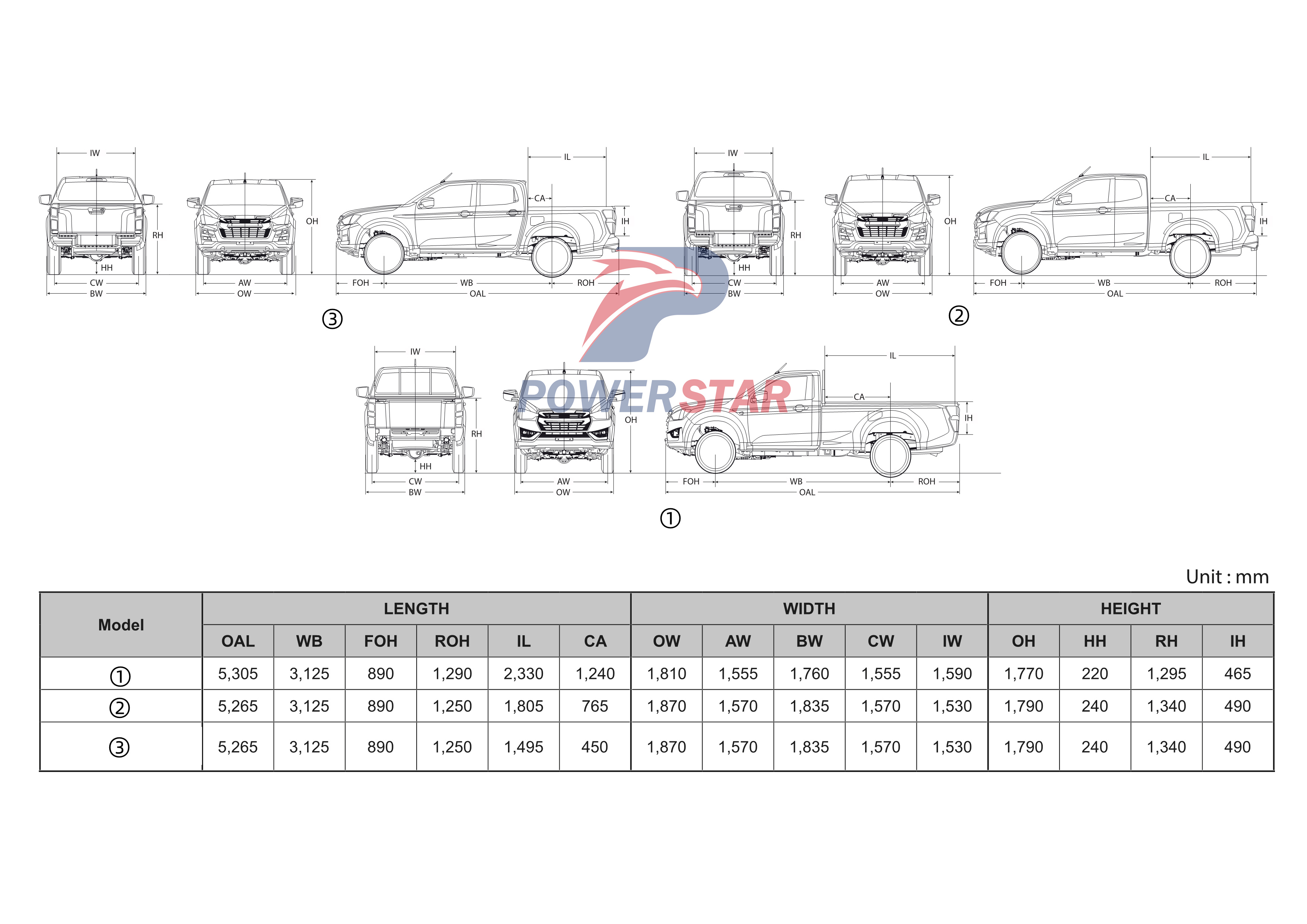 Veículo leve da série pickup Isuzu