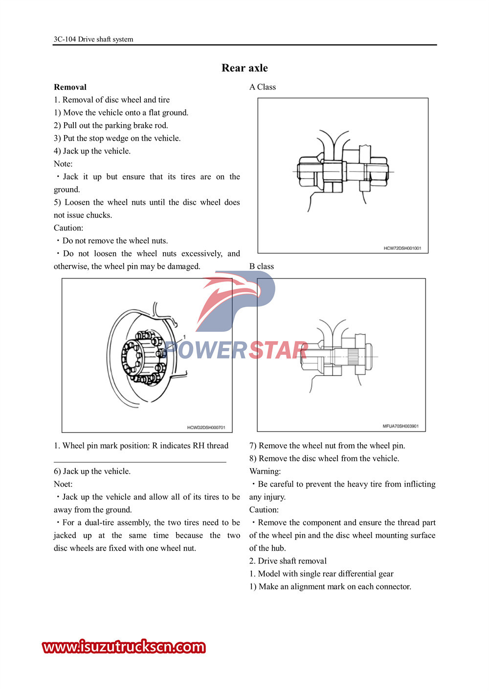 Manual de serviço do eixo da série Isuzu vc61