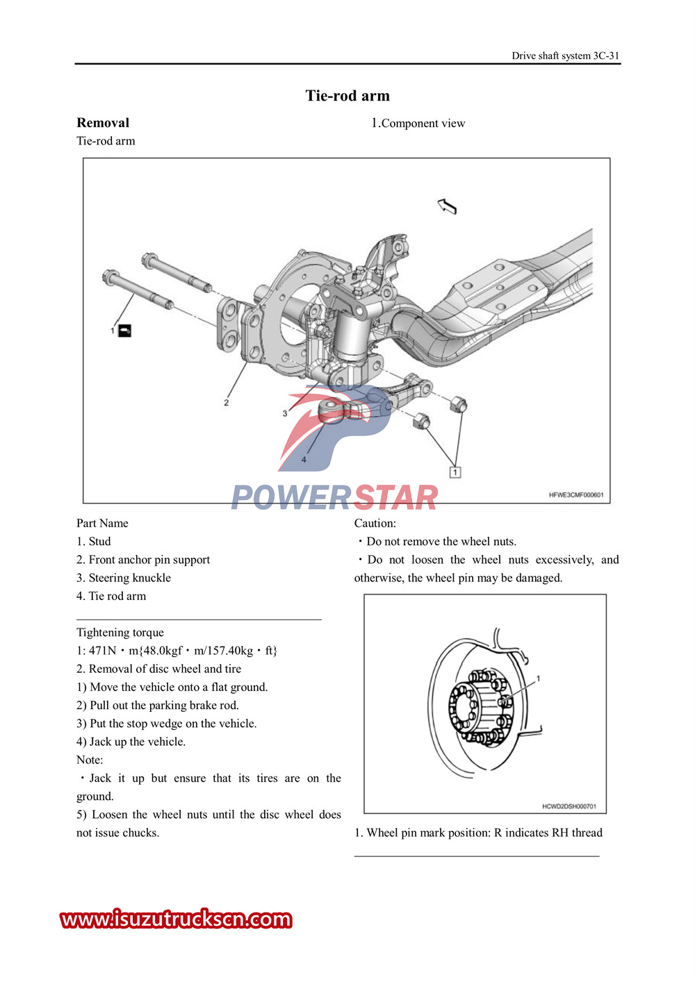 Manual de serviço do eixo da série Isuzu vc61