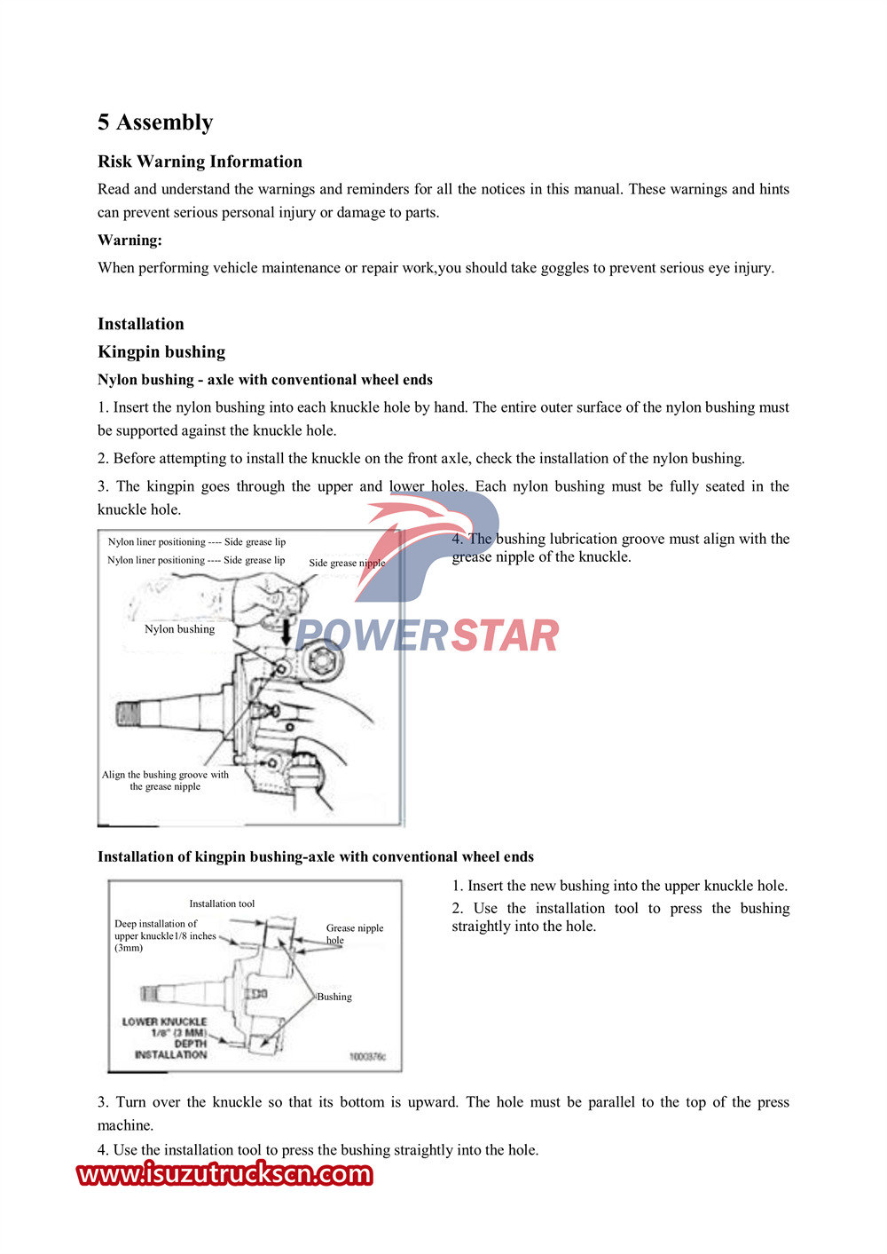 Manual de serviço do eixo da série Isuzu vc61