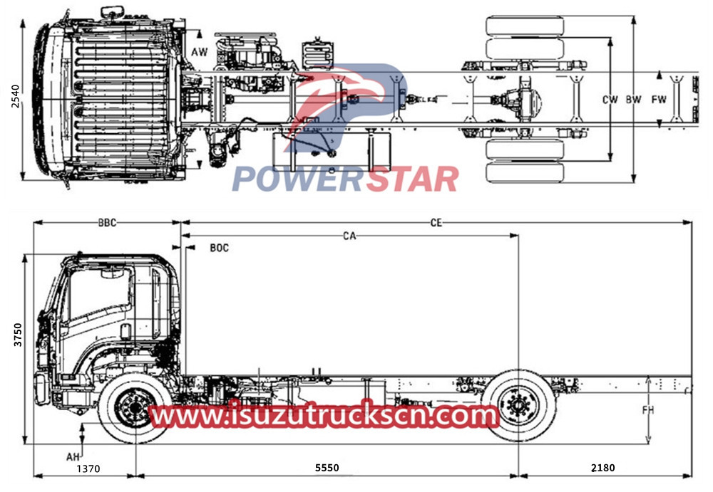 techical drawing of Isuzu GIGA police deparment fire truck