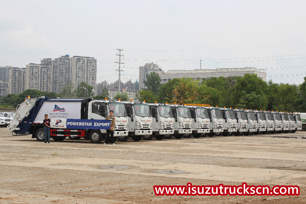 Caminhões compactadores de lixo Isuzu exportam 40 unidades para a África Etiópia