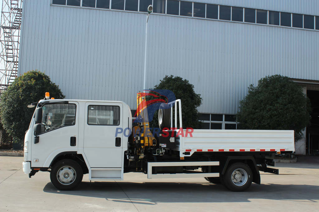 Kazakhstan Airport 15unit Isuzu NPR dump tipper truck with 2ton XCMG folding boom crane for sale