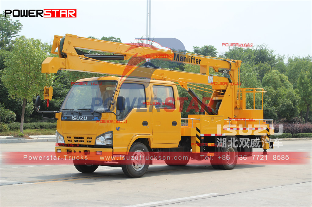 Exportação de caminhão de plataforma de trabalho aéreo ISUZU 600P NKR 16m manlifter para o Laos
    