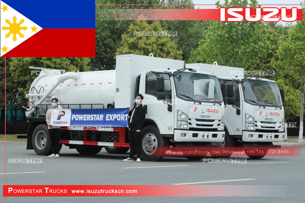 Filipinas - Caminhão de esgoto ISUZU NPR Septic Tanker com bomba MORO
    