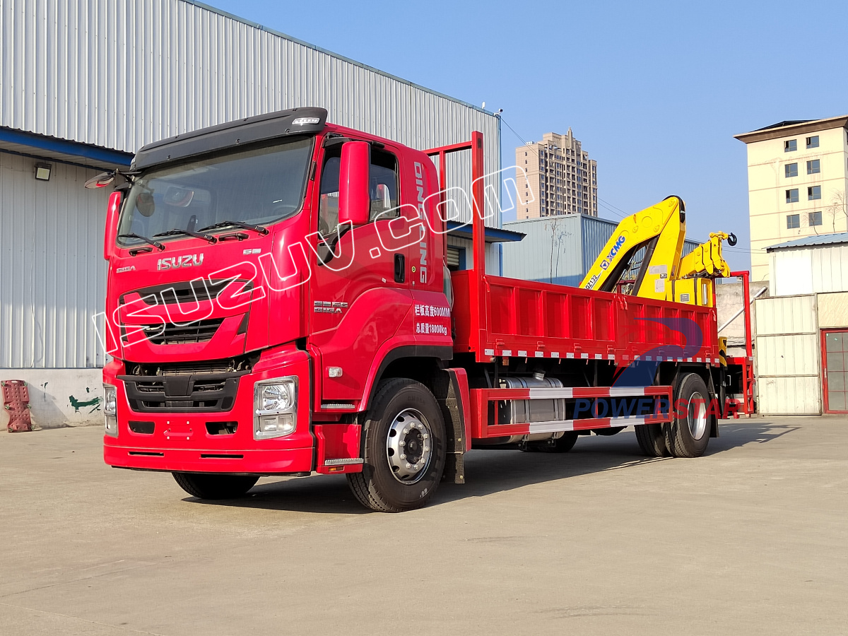 Caminhão de carga Isuzu Giga Dropside de Ruanda com guindaste de lança articulada XCMG 6.3ton GSQZ132
    