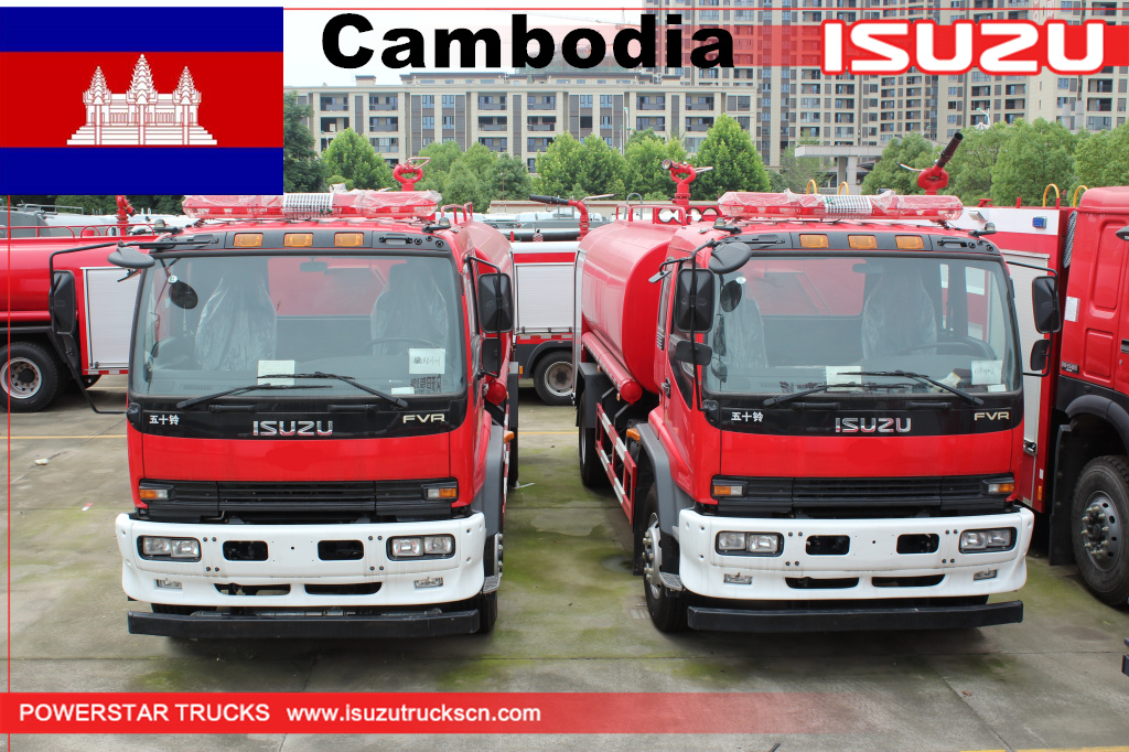 Camboja - 2 unidades de veículo de bombeiros aquático ISUZU FVR
    