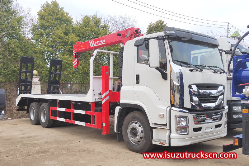 Filipinas Isuzu Giga Caminhão plataforma autocarregador com guindaste
    