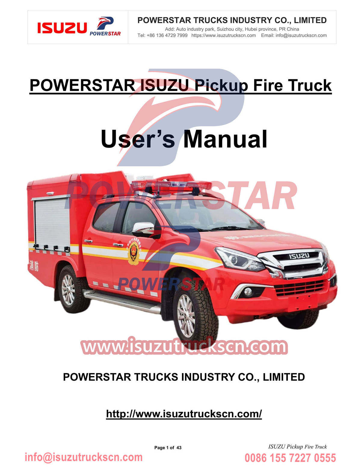 Manual do caminhão de bombeiros ISUZU para Filipinas
    