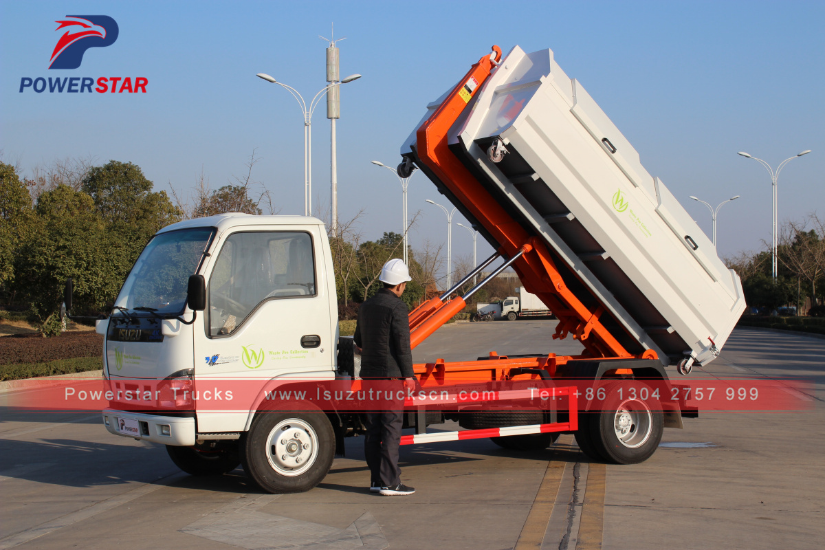 Mini caminhão de lixo Powerstar 3tons Hooklift para ST. PETERS
    