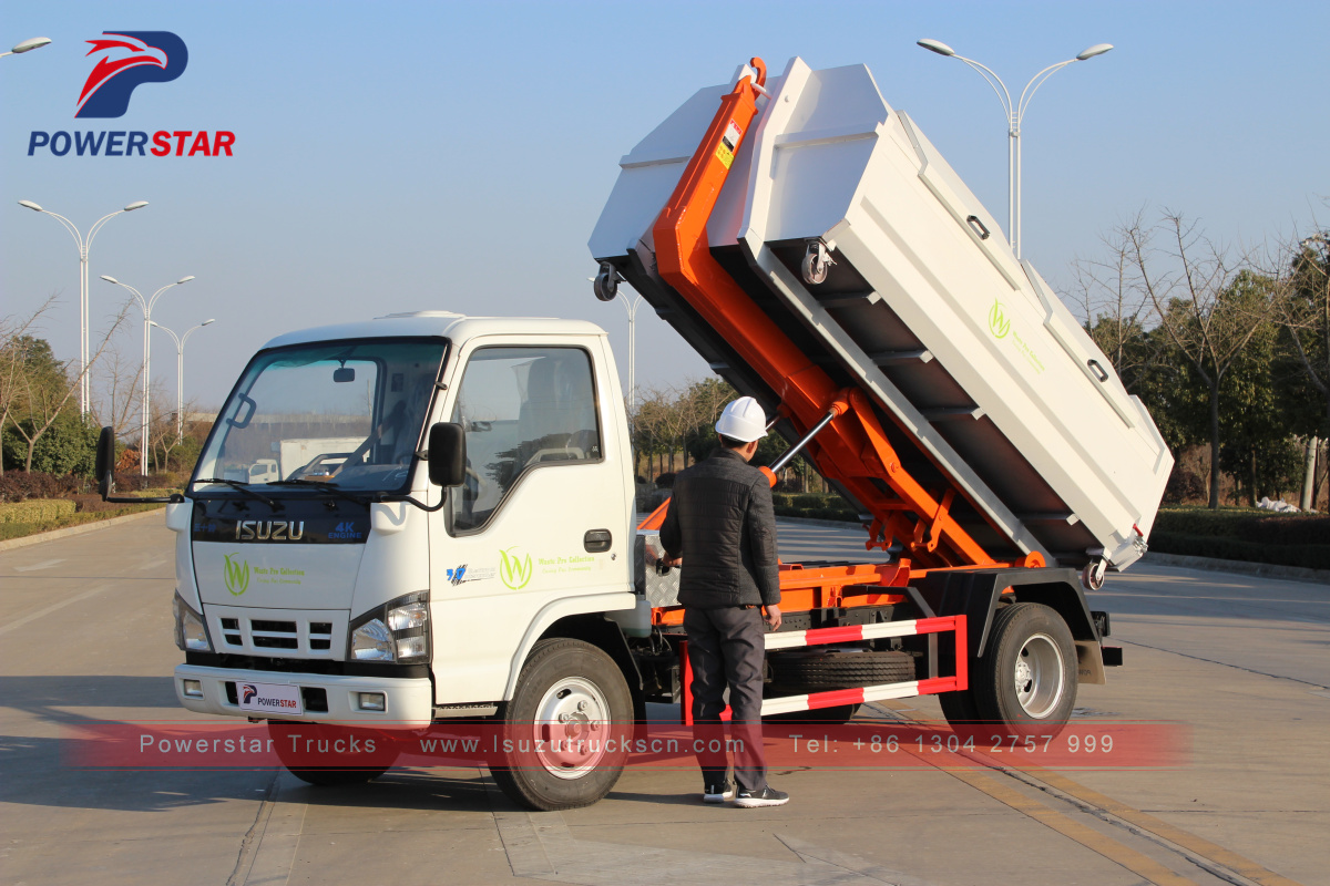 3 toneladas 5 toneladas Hooklift caminhão de lixo para coleta de lixo Isuzu
    