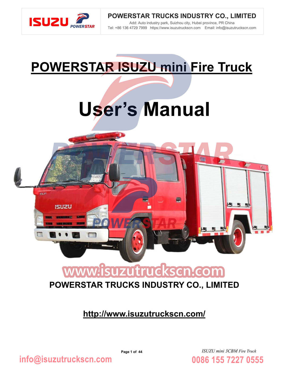 Exportação manual do mini caminhão de bombeiros ISUZU Palau
    