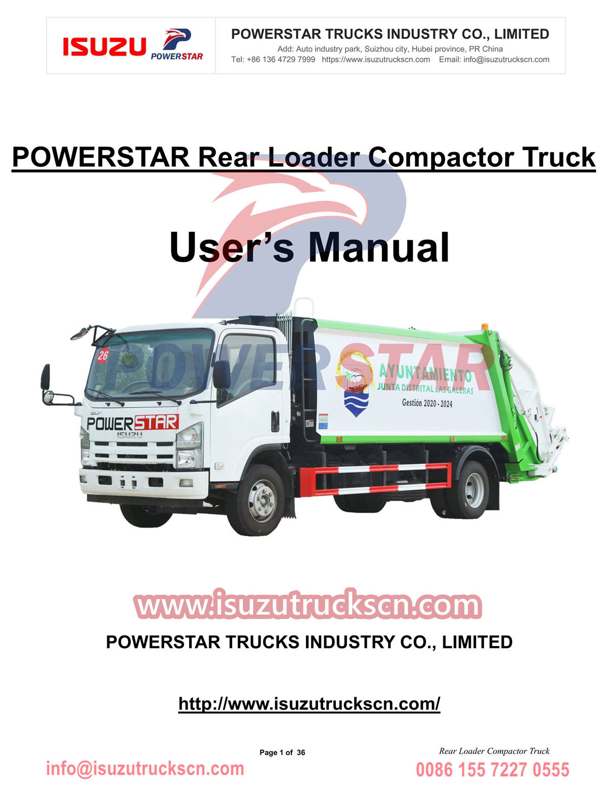 Manual de operação do compactador de carregador traseiro Isuzu 10cbm das Filipinas
    