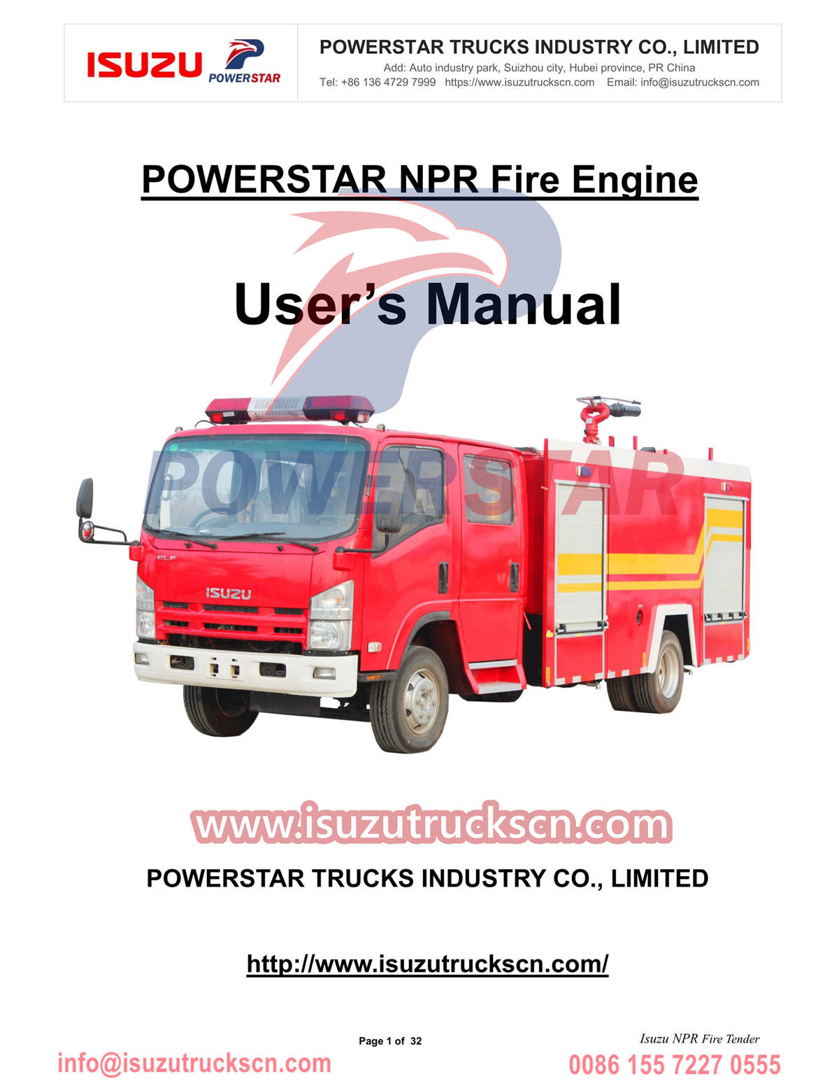 ISUZU Fire Engine NPR Manual de exportação para Serra Leoa
    